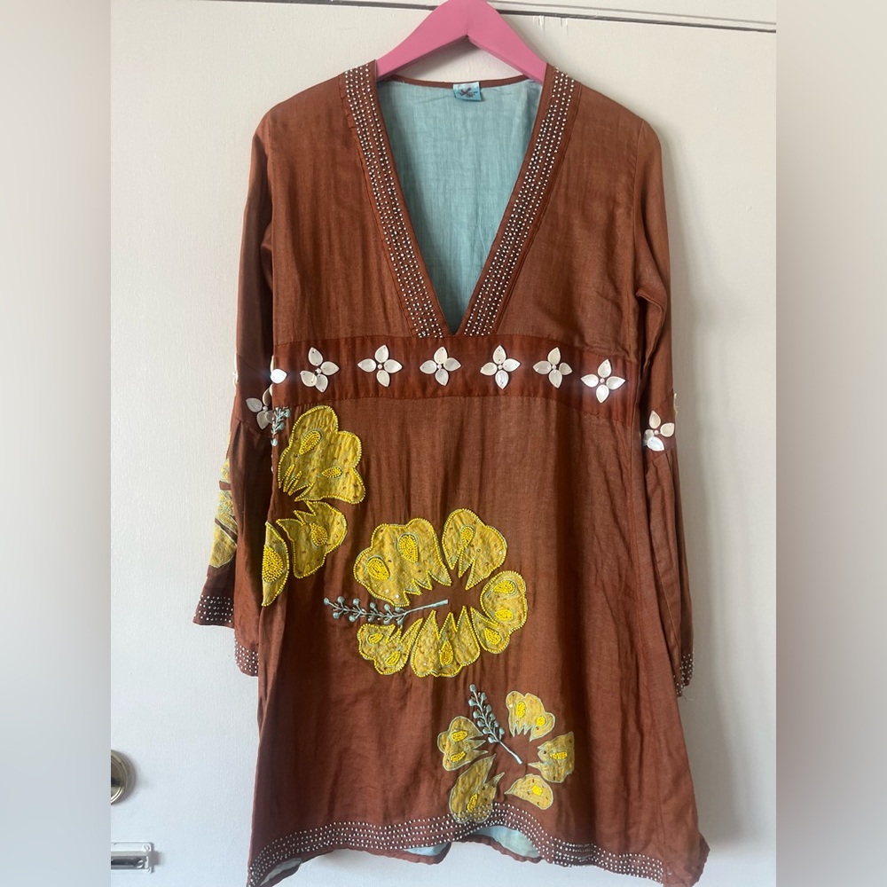 Letarte y2k 2000s beaded coverup dress tunic XS